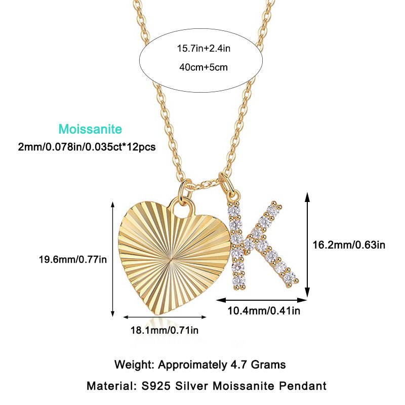 Gold - plated Love K Pendant Moissanite S925 Silver Necklace - Rhyme - and - Chain