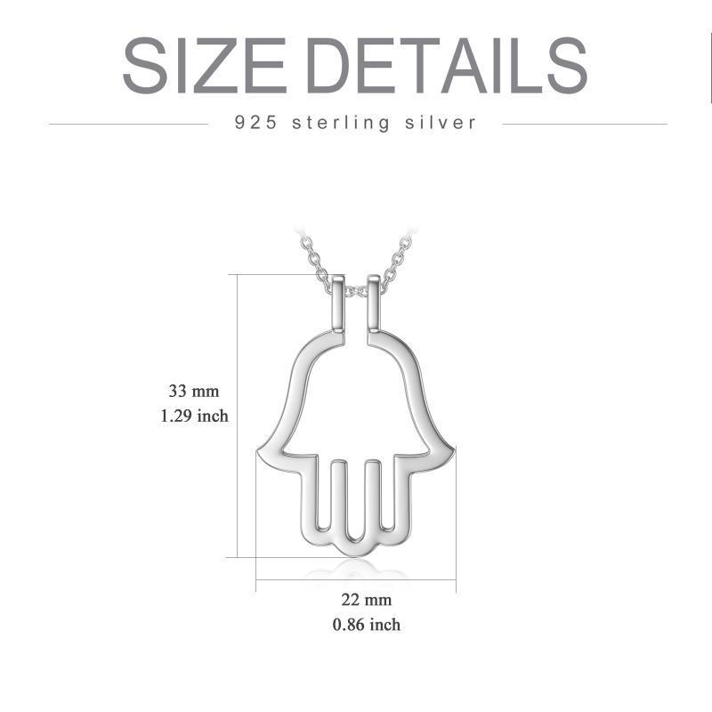 Hamsa Hand Ring Holder Keeper Pendant Necklace in Sterling Silver - Rhyme - and - Chain