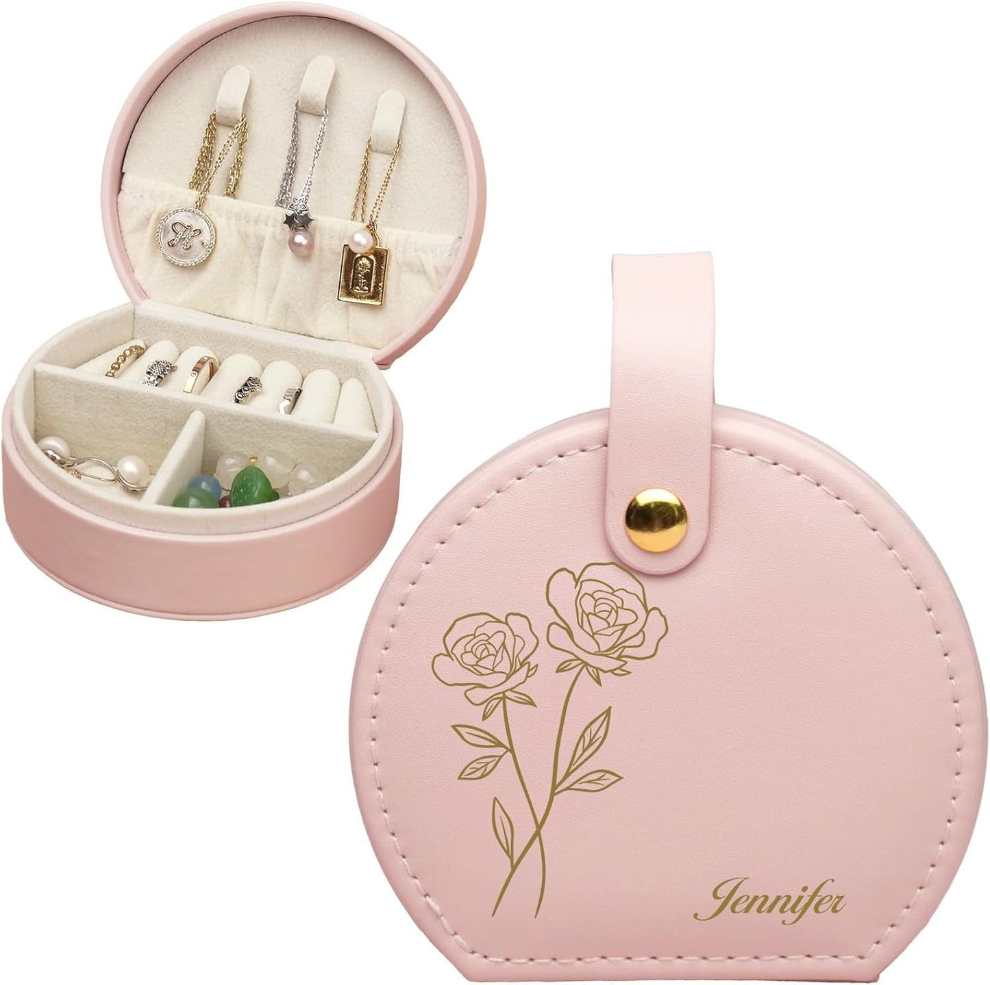 Hand - Held Leather Jewelry Box with Name Valentine's Day Birthday Commemorative Gifts. - Rhyme - and - Chain