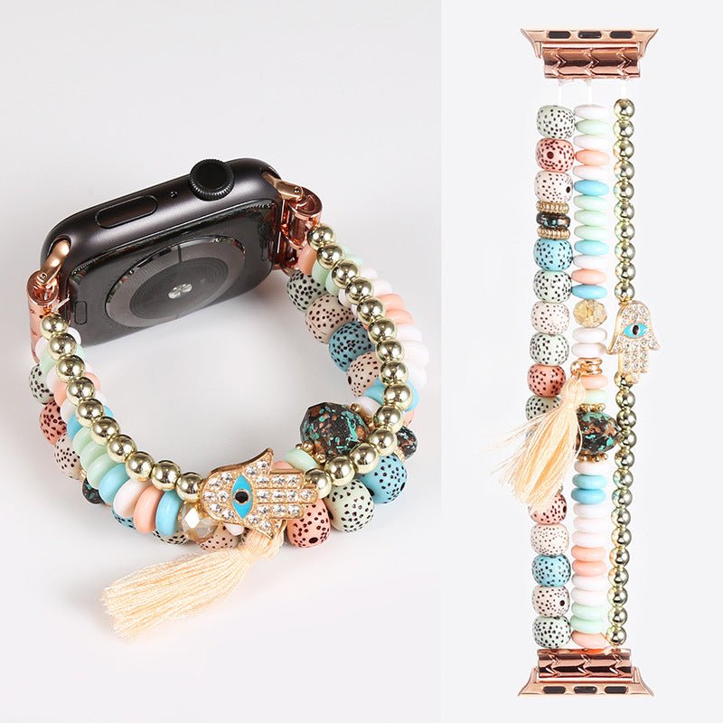 Handmade Beaded Bracelet Watch Band - Rhyme - and - Chain