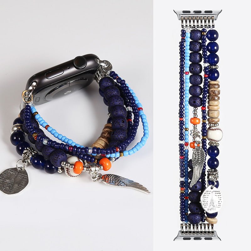 Handmade Beaded Bracelet Watch Band - Rhyme - and - Chain