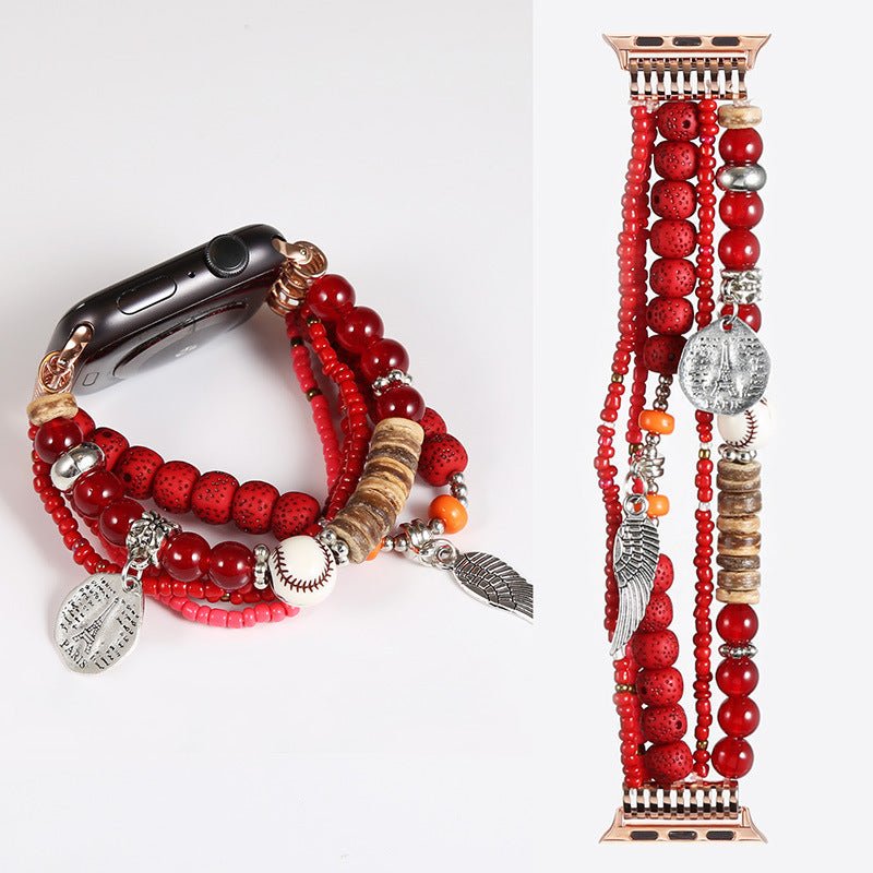 Handmade Beaded Bracelet Watch Band - Rhyme - and - Chain