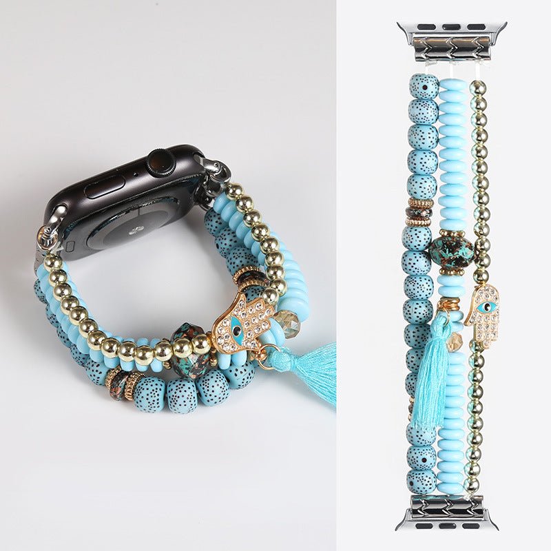 Handmade Beaded Bracelet Watch Band - Rhyme - and - Chain