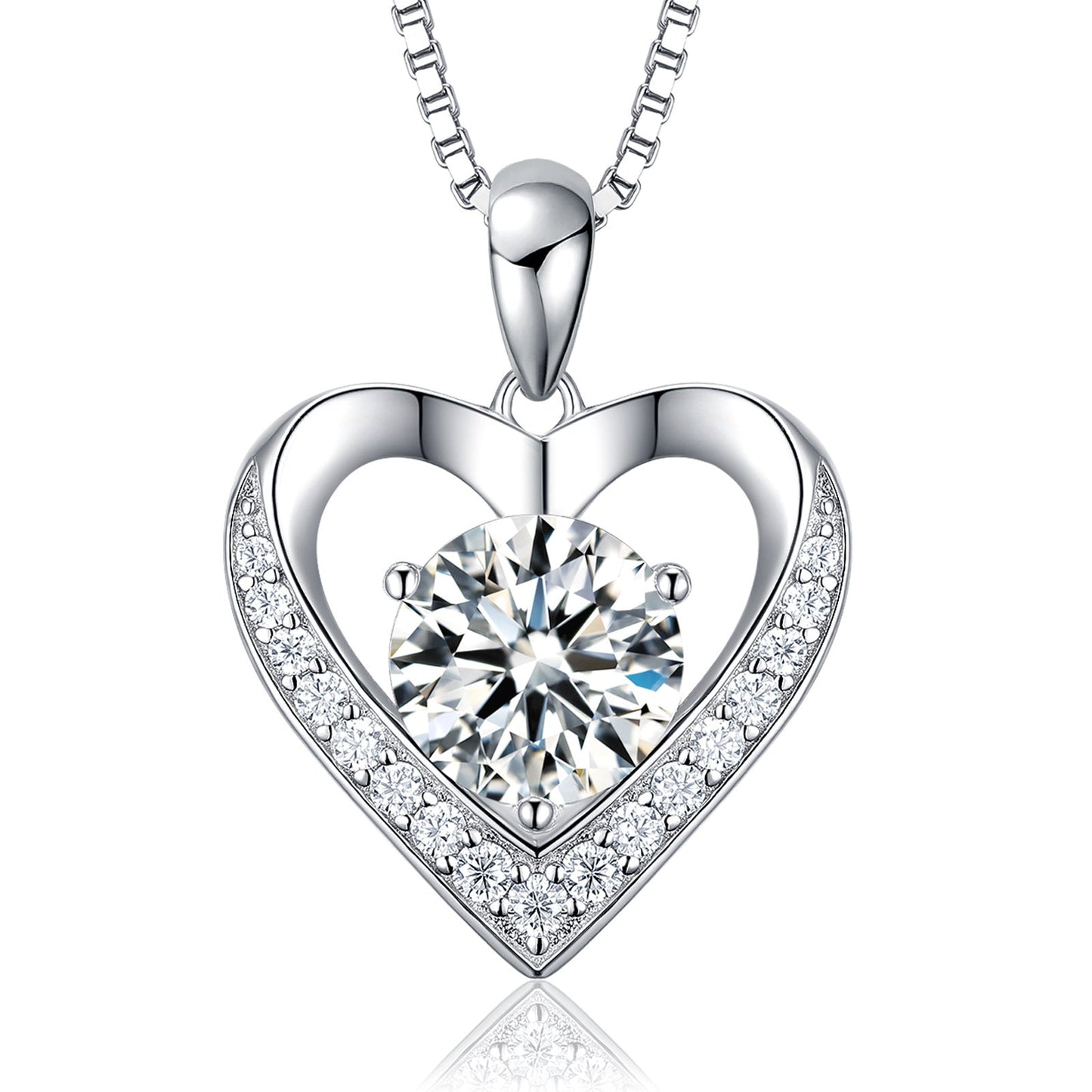 Heart - shaped Moissanite Pendant Necklace inscribed with 'I LOVE YOU' - Rhyme - and - Chain