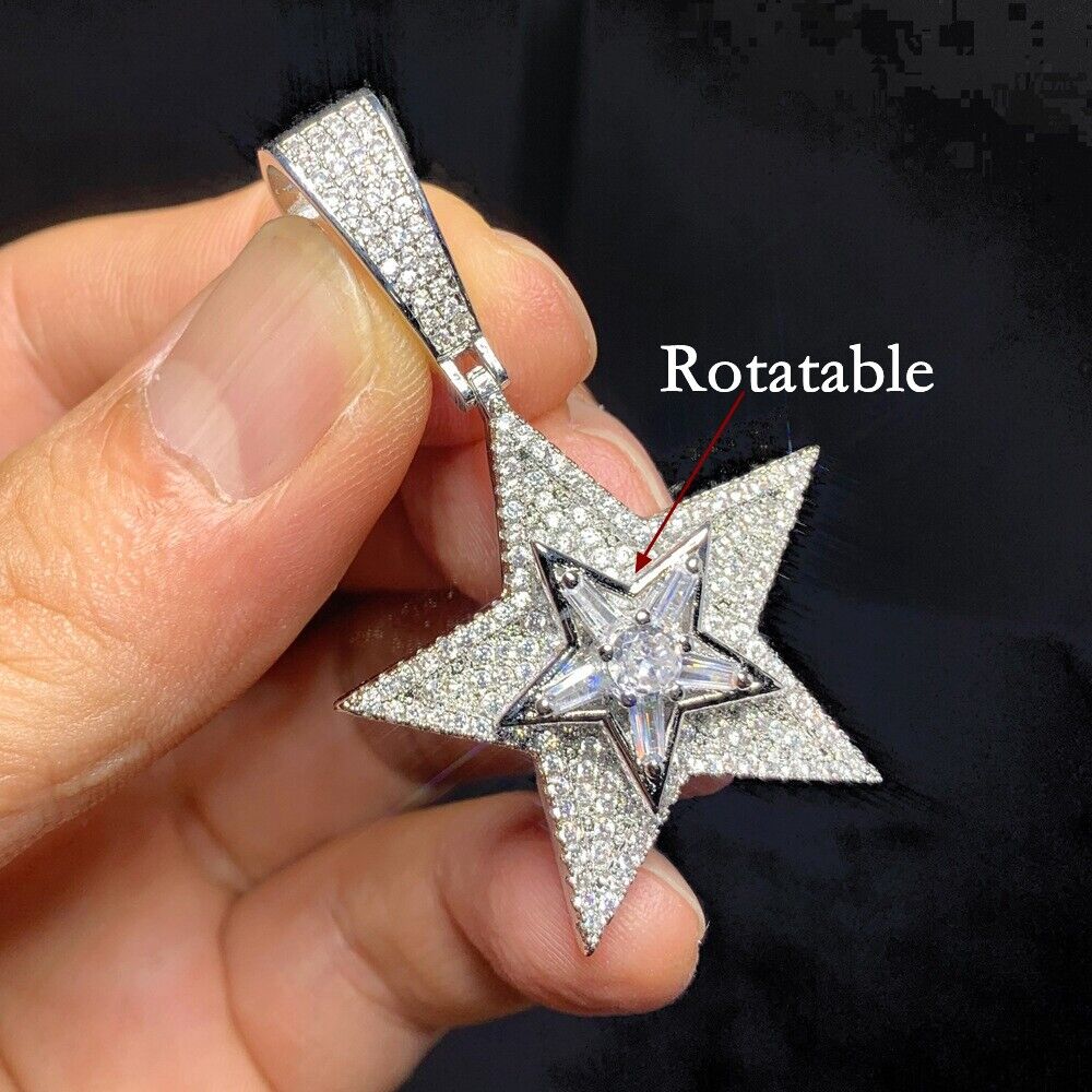 Hip Hop Colorful Rotatable Star Pendant Necklace Jewelry - Rhyme-and-Chain