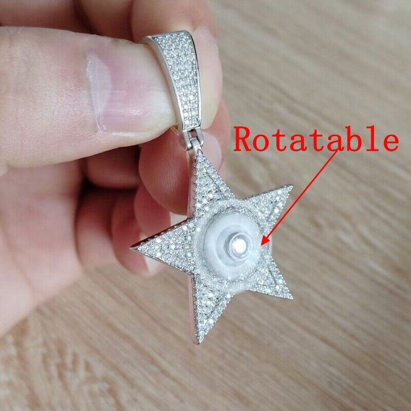 Hip Hop Colorful Rotatable Star Pendant Necklace Jewelry - Rhyme-and-Chain