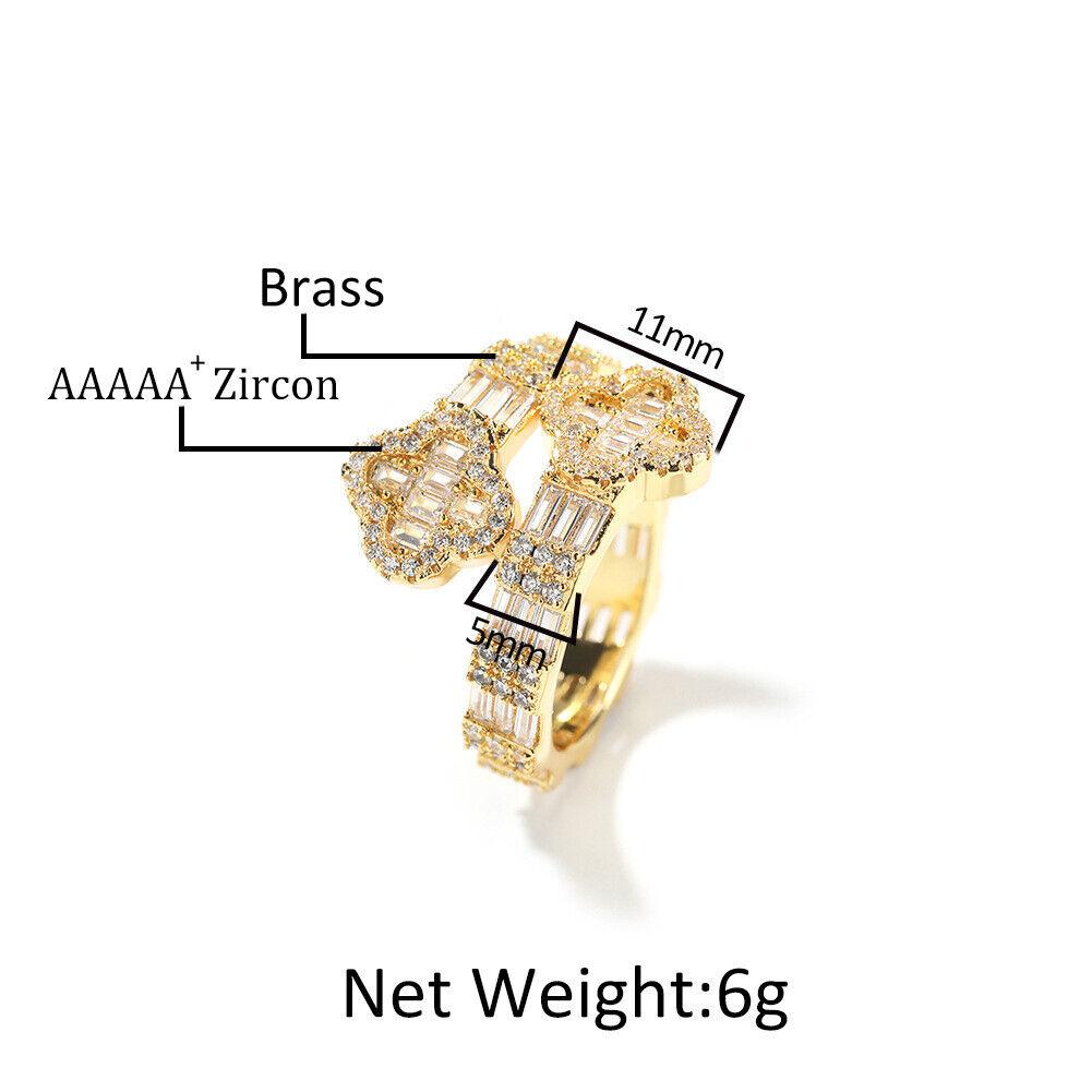 Hip Hop Flower Ring T Cubic Zircon Couple - Rhyme - and - Chain