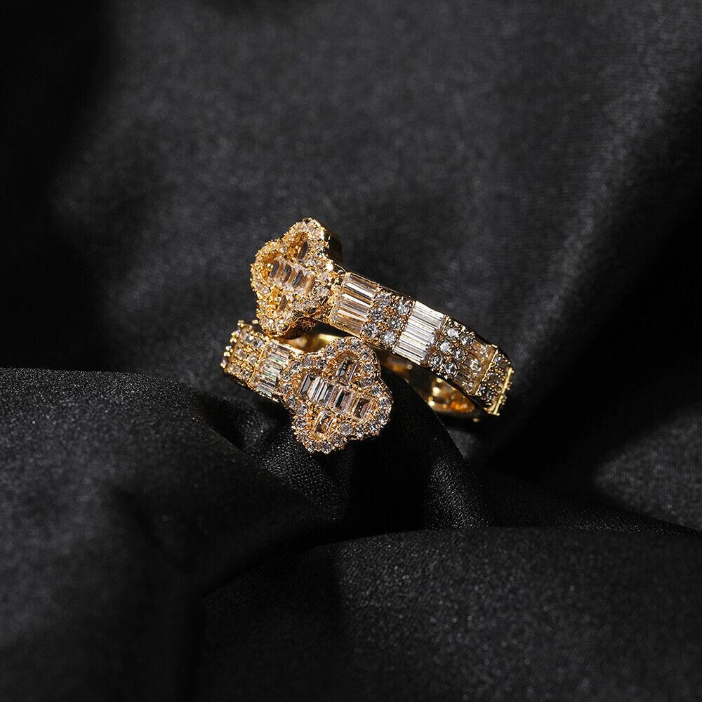 Hip Hop Flower Ring T Cubic Zircon Couple - Rhyme - and - Chain