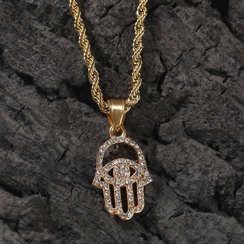 Hip Hop Vintage Charm Hand Pendant Necklaces Women Men Lover Couple Jewelry - Rhyme - and - Chain