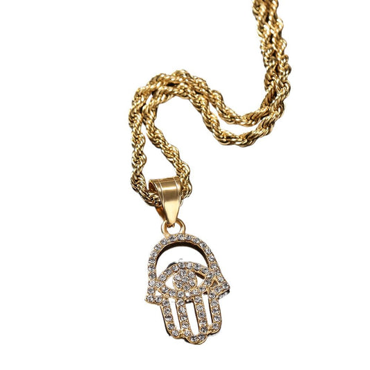 Hip Hop Vintage Charm Hand Pendant Necklaces Women Men Lover Couple Jewelry - Rhyme - and - Chain