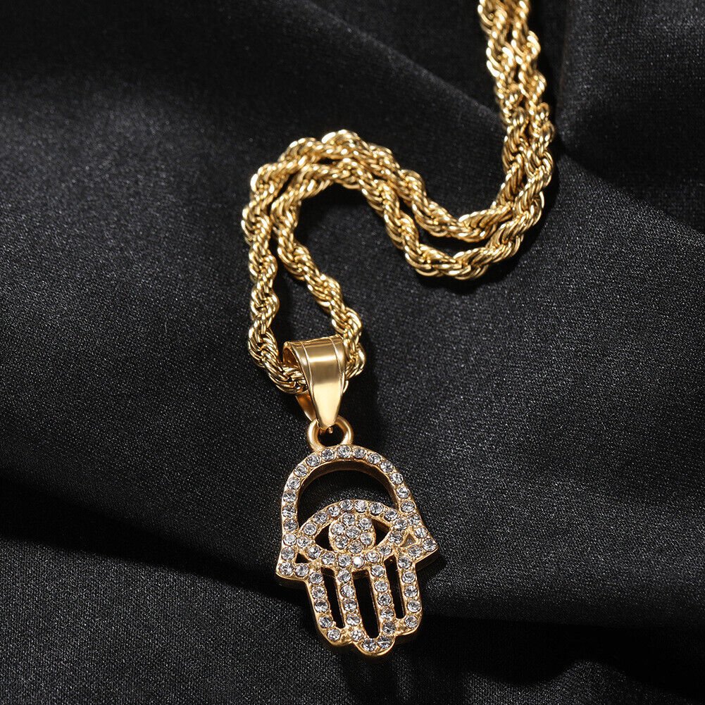 Hip Hop Vintage Charm Hand Pendant Necklaces Women Men Lover Couple Jewelry - Rhyme - and - Chain