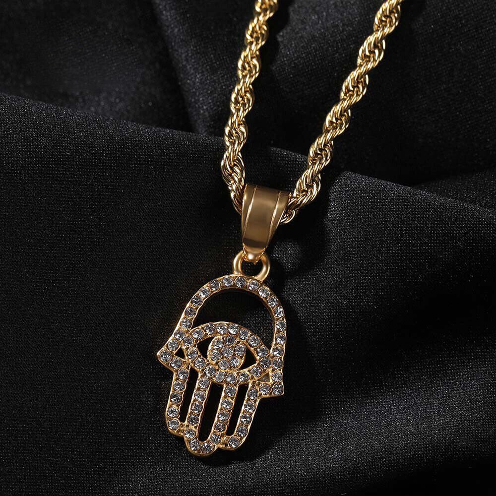 Hip Hop Vintage Charm Hand Pendant Necklaces Women Men Lover Couple Jewelry - Rhyme - and - Chain