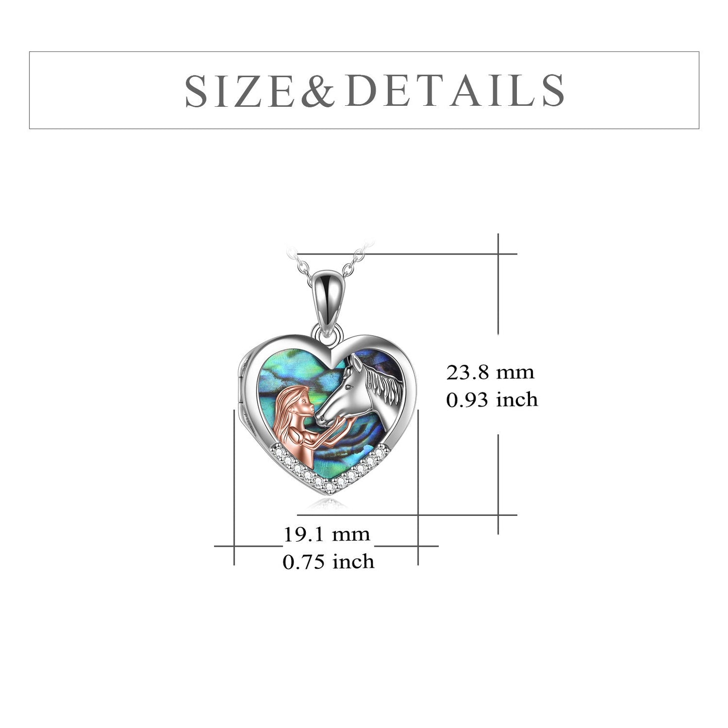 Horse Heart with Girls Pendant 925 Silver Necklace Gifts for Her - Rhyme - and - Chain