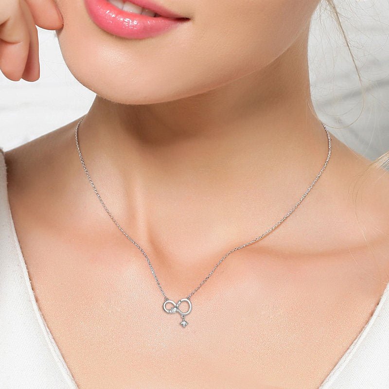 Infinite Pendant 925 Sterling Silver Diamante Necklace - Rhyme - and - Chain