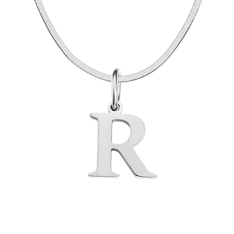 Initial Necklace Titanium Steel French Vintage Court Style - Rhyme - and - Chain