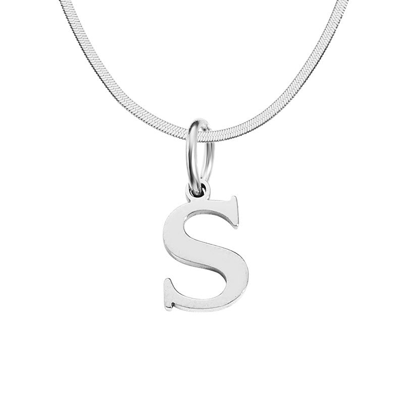 Initial Necklace Titanium Steel French Vintage Court Style - Rhyme - and - Chain