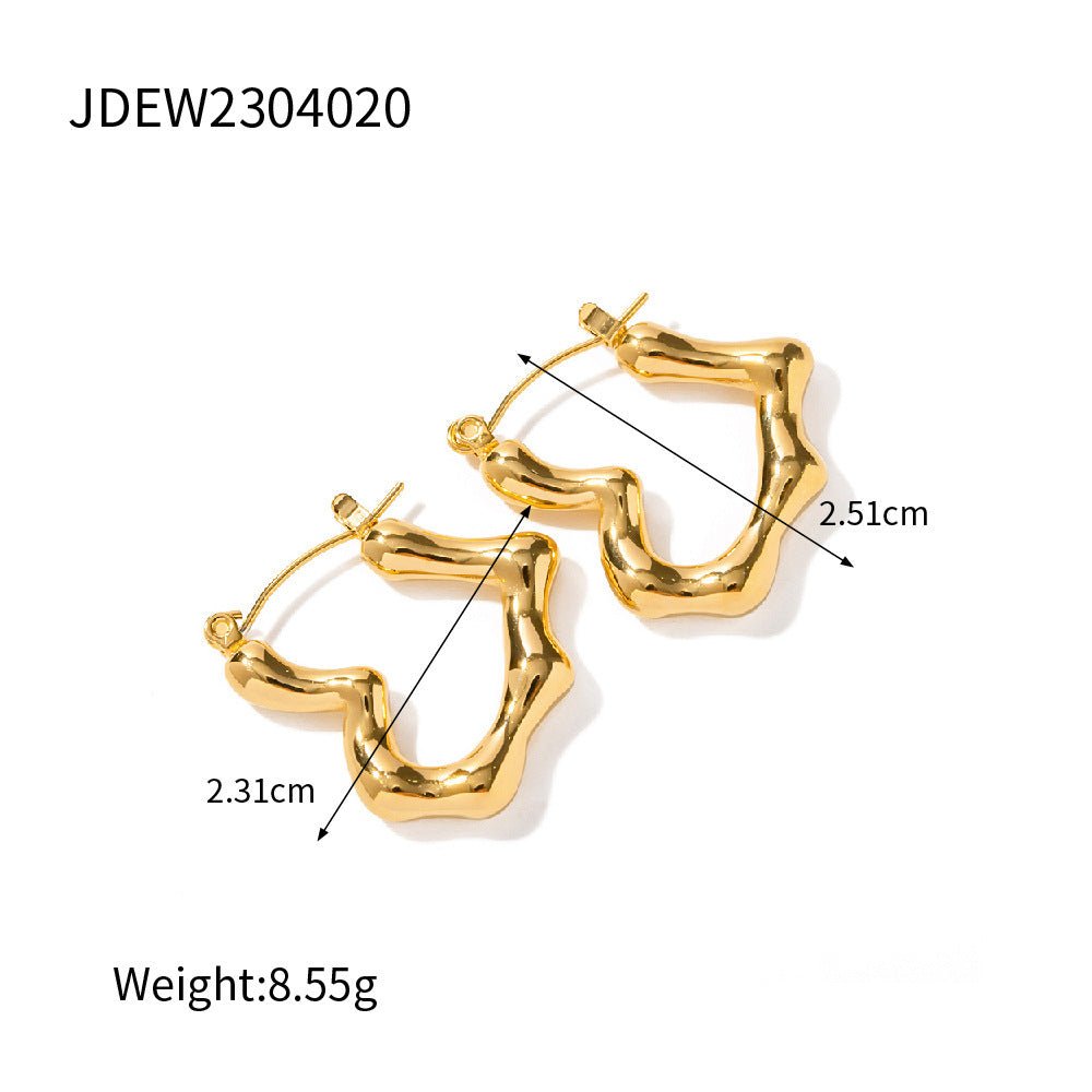 INS French Style Same Style Elegant Titanium Steel Earrings 18K Gold Plated - Rhyme - and - Chain