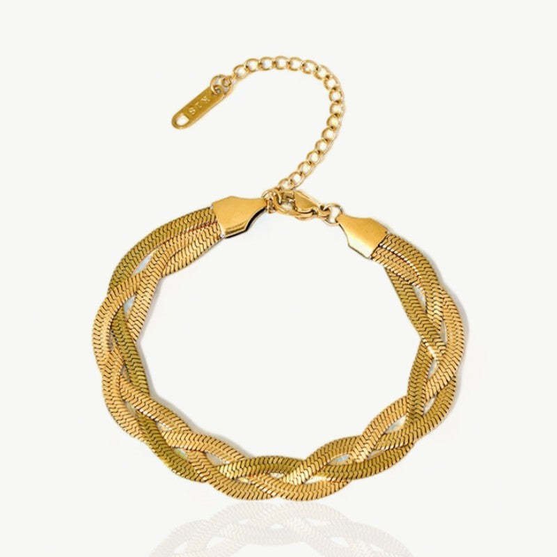 Ins Niche Design Woven Herring Bones Chain Bracelet - Rhyme - and - Chain