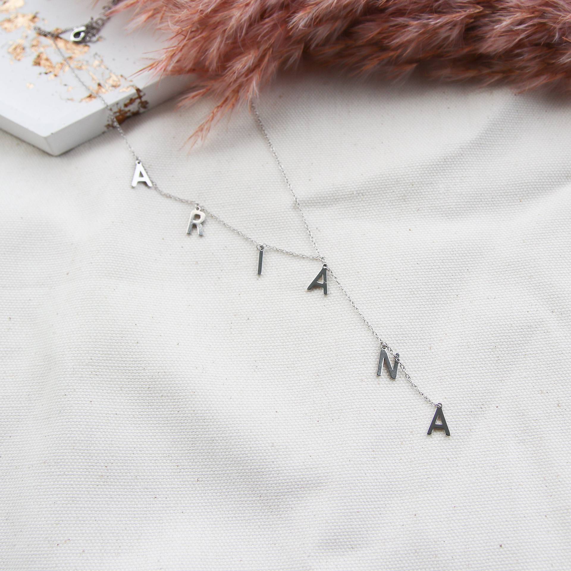 Lariat Y Name Necklace Lariat Name Necklace Dainty Name Necklace Bubble Letters Necklace For Women - Rhyme-and-Chain