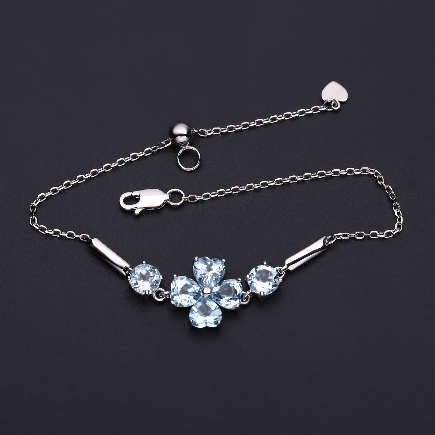 Luxury Topaz S925 Sterling Silver Four - leaf Clover Bracelet for Women November Birthstone - Rhyme - and - Chain