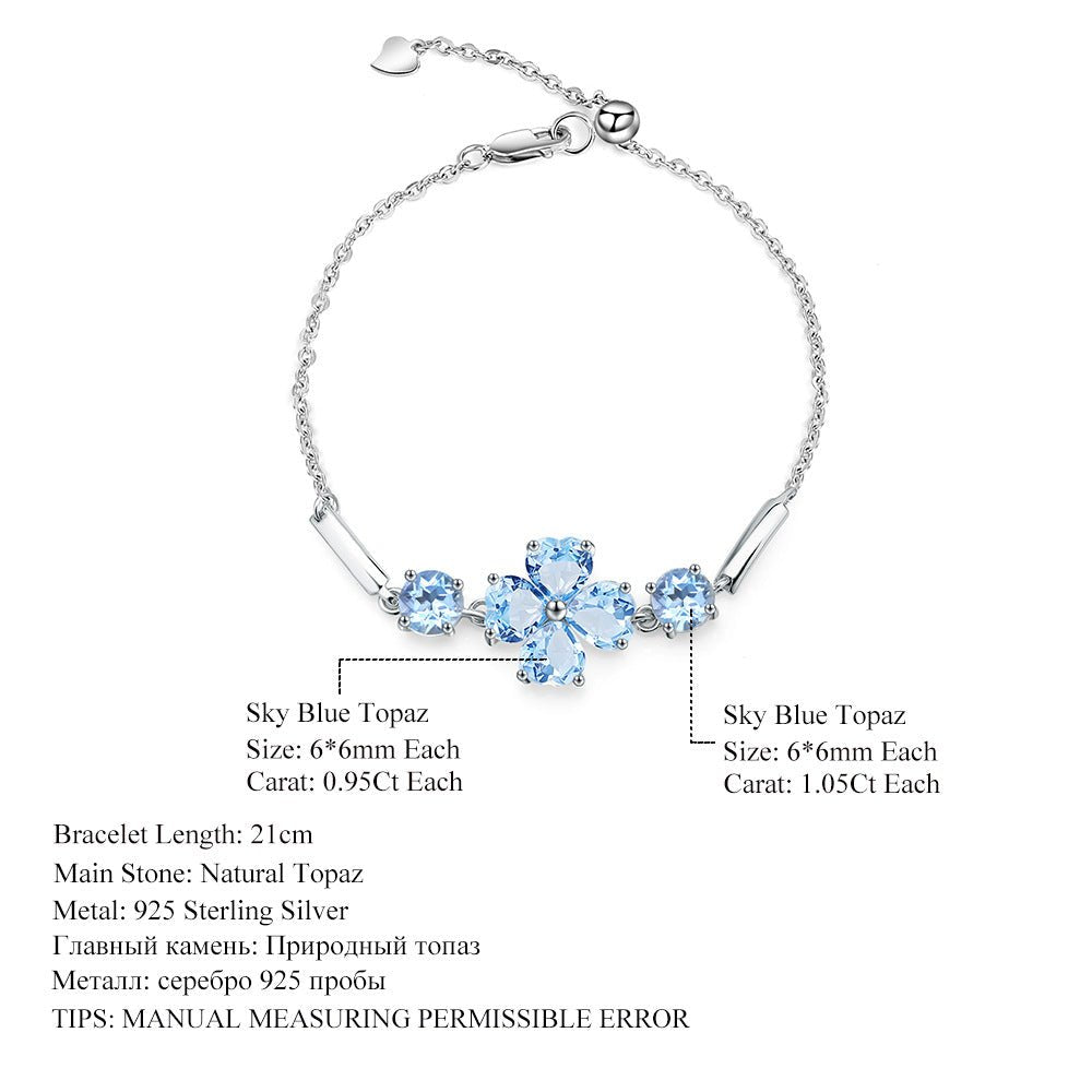 Luxury Topaz S925 Sterling Silver Four - leaf Clover Bracelet for Women November Birthstone - Rhyme - and - Chain