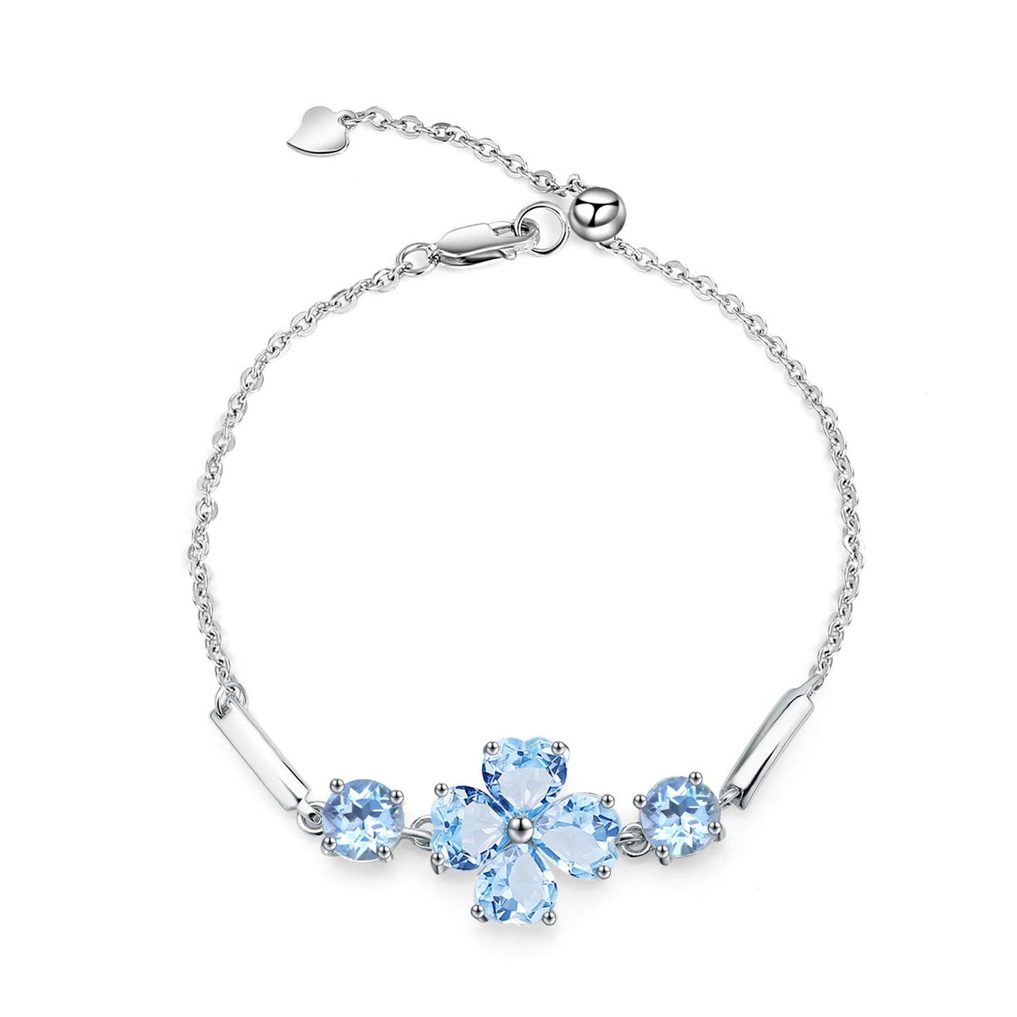 Luxury Topaz S925 Sterling Silver Four - leaf Clover Bracelet for Women November Birthstone - Rhyme - and - Chain