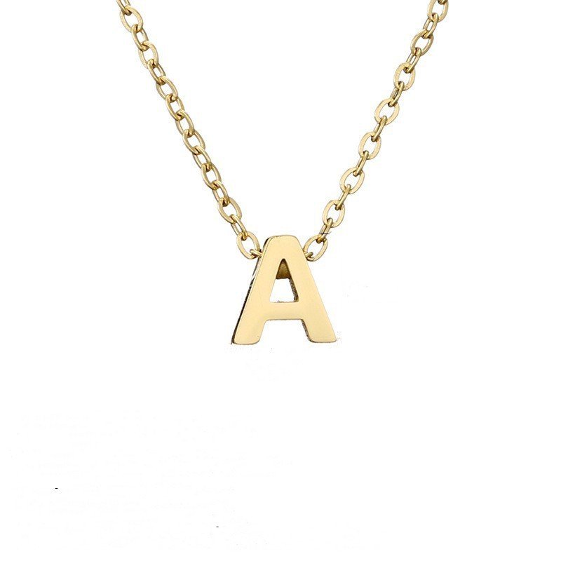 Mirror Polished Gold Pendant Initial Necklace - Rhyme - and - Chain