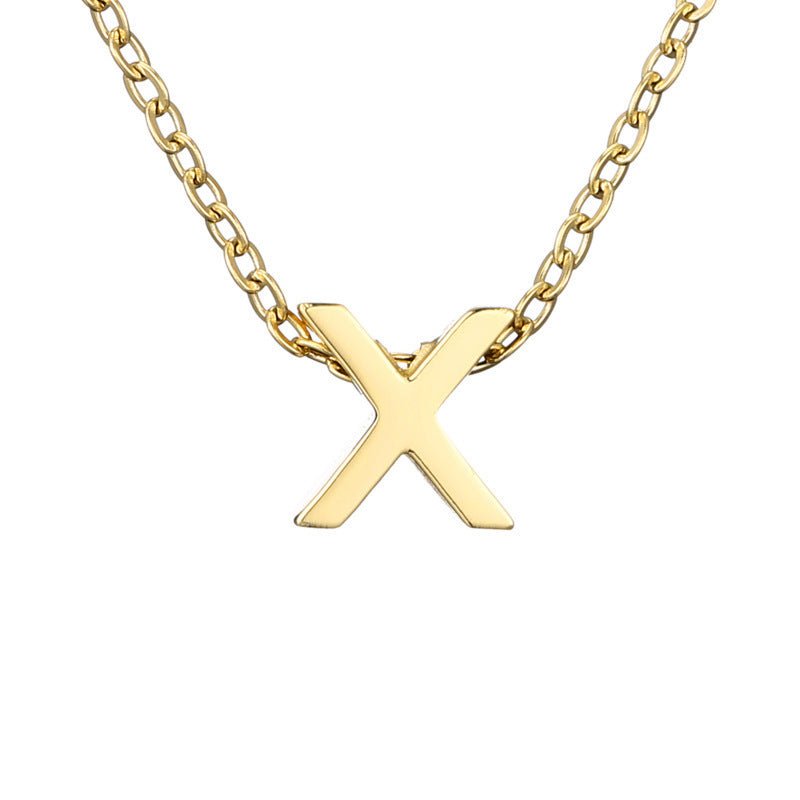 Mirror Polished Gold Pendant Initial Necklace - Rhyme - and - Chain