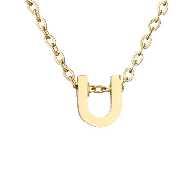 Mirror Polished Gold Pendant Initial Necklace - Rhyme - and - Chain