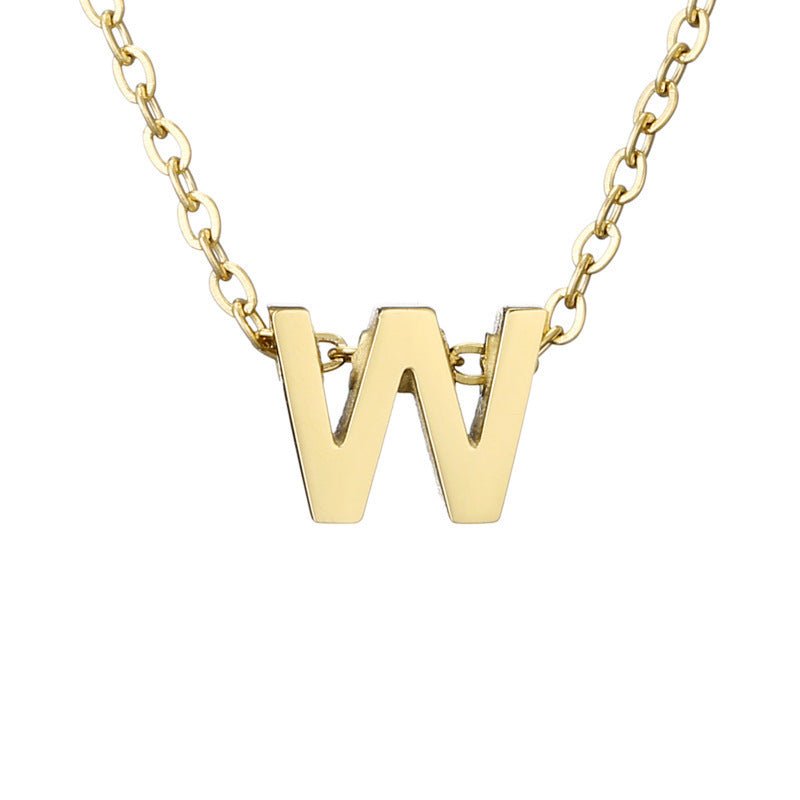 Mirror Polished Gold Pendant Initial Necklace - Rhyme - and - Chain