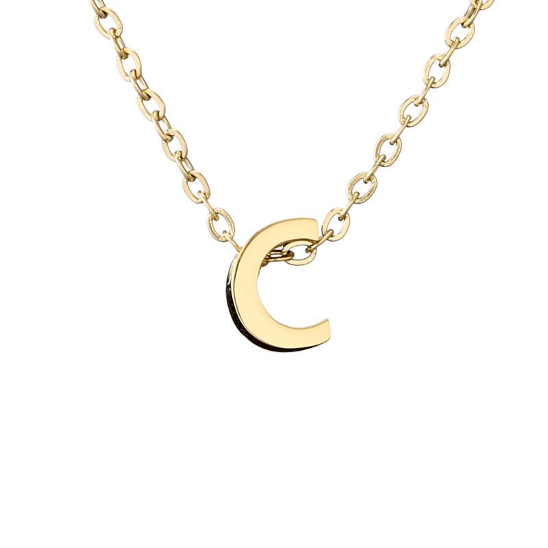 Mirror Polished Gold Pendant Initial Necklace - Rhyme - and - Chain