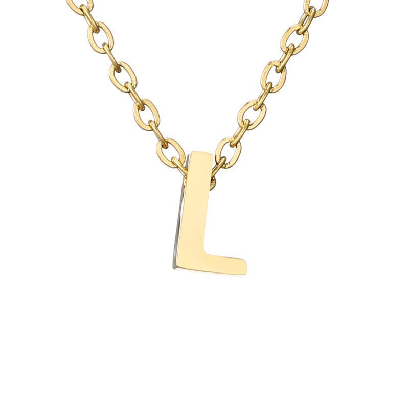 Mirror Polished Gold Pendant Initial Necklace - Rhyme - and - Chain