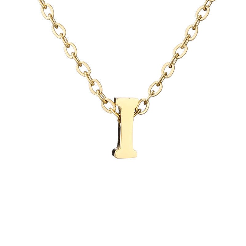 Mirror Polished Gold Pendant Initial Necklace - Rhyme - and - Chain