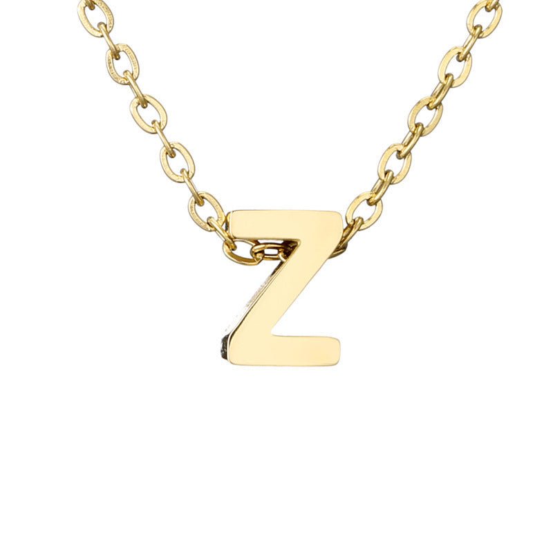 Mirror Polished Gold Pendant Initial Necklace - Rhyme - and - Chain