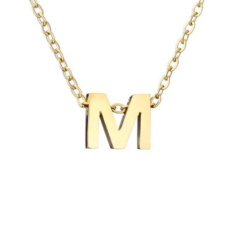 Mirror Polished Gold Pendant Initial Necklace - Rhyme - and - Chain