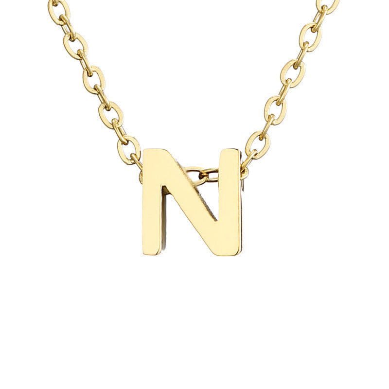 Mirror Polished Gold Pendant Initial Necklace - Rhyme - and - Chain