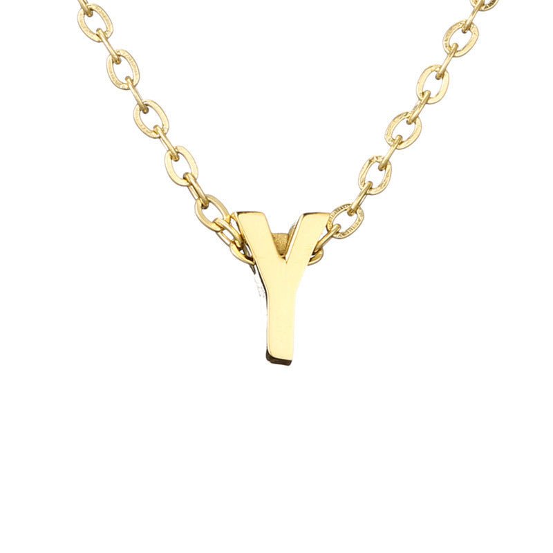 Mirror Polished Gold Pendant Initial Necklace - Rhyme - and - Chain