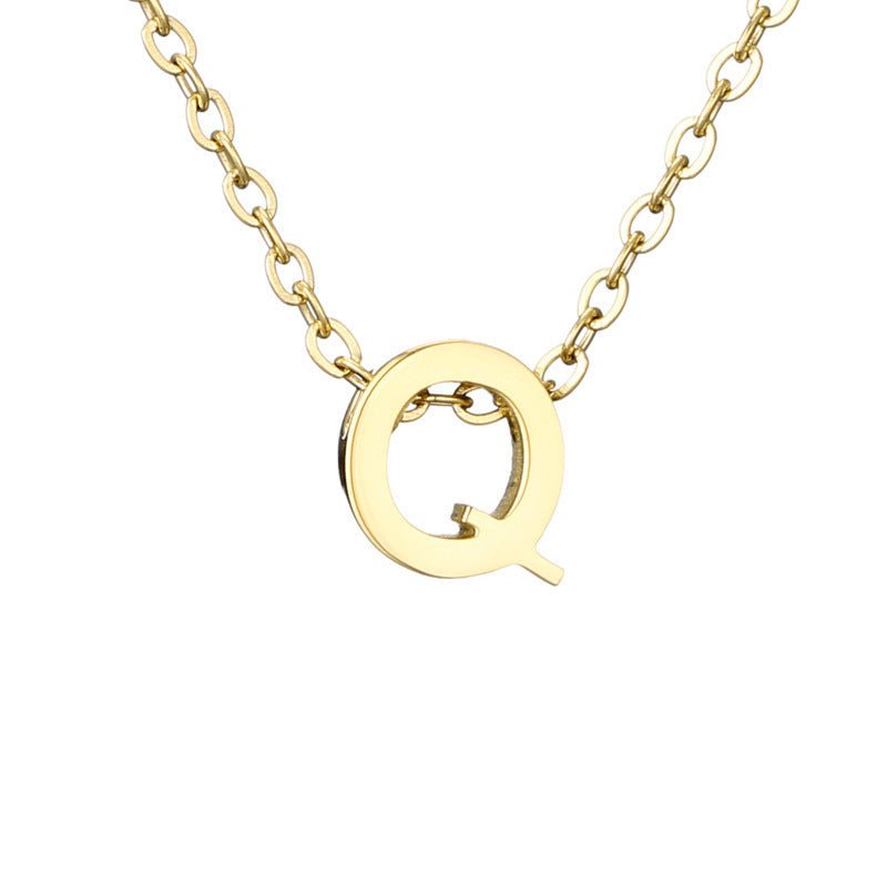 Mirror Polished Gold Pendant Initial Necklace - Rhyme - and - Chain