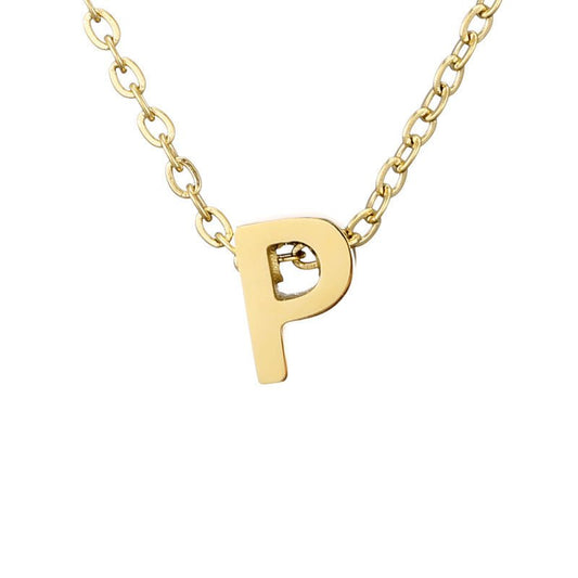 Mirror Polished Gold Pendant Initial Necklace - Rhyme - and - Chain