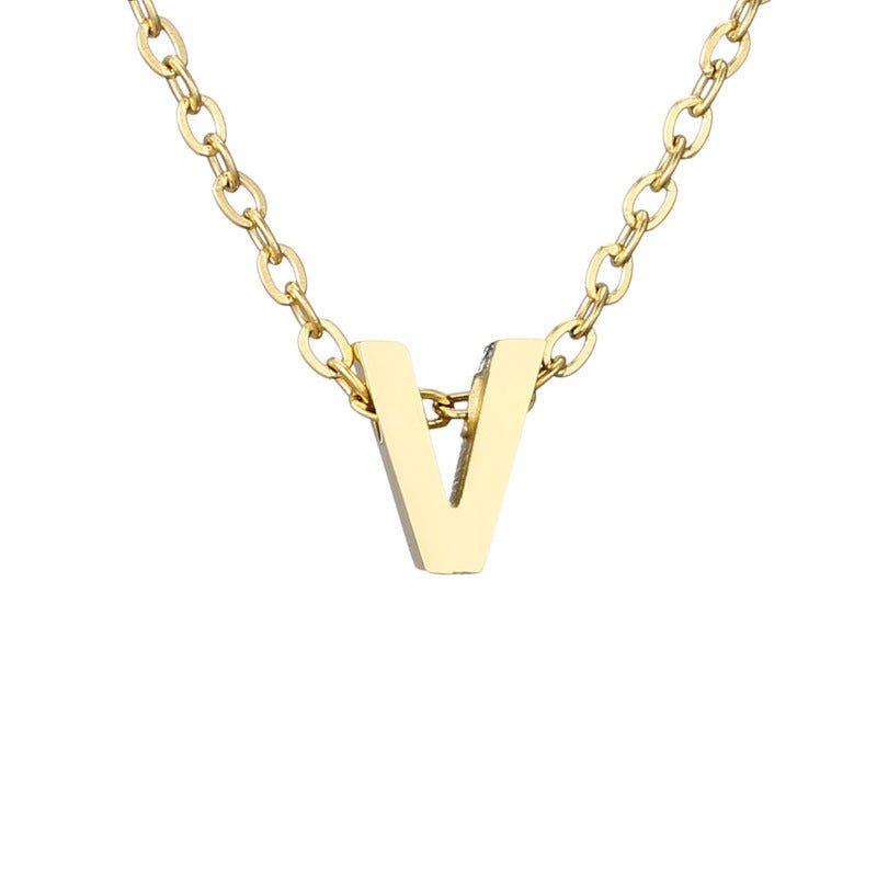 Mirror Polished Gold Pendant Initial Necklace - Rhyme - and - Chain