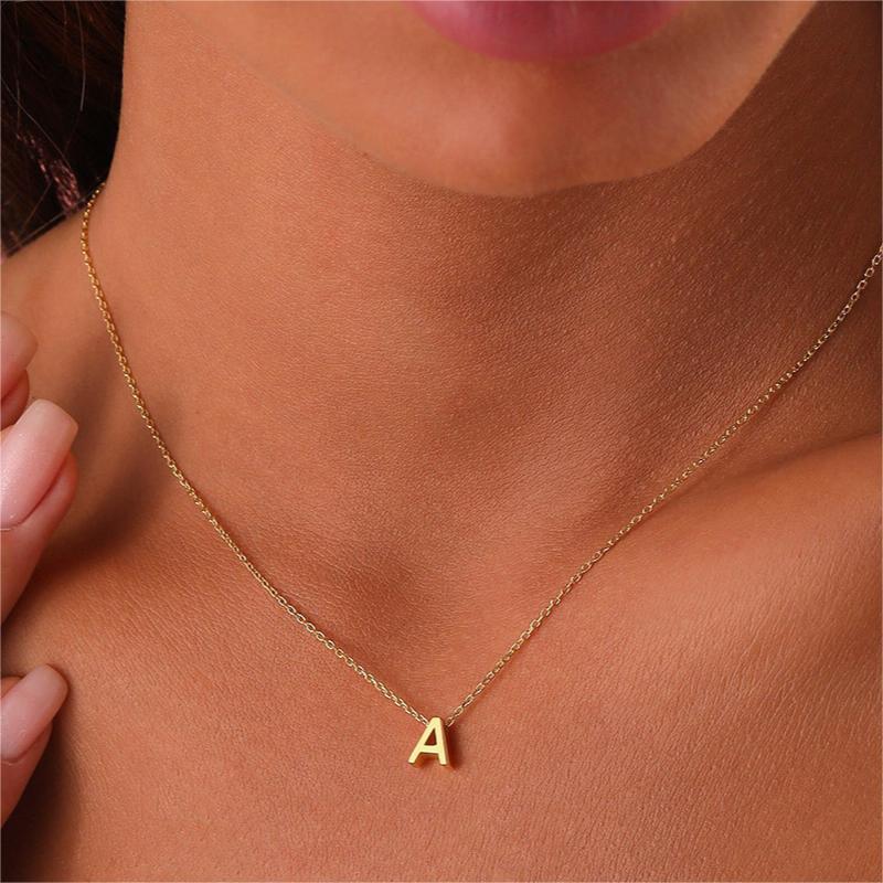 Mirror Polished Gold Pendant Initial Necklace - Rhyme - and - Chain