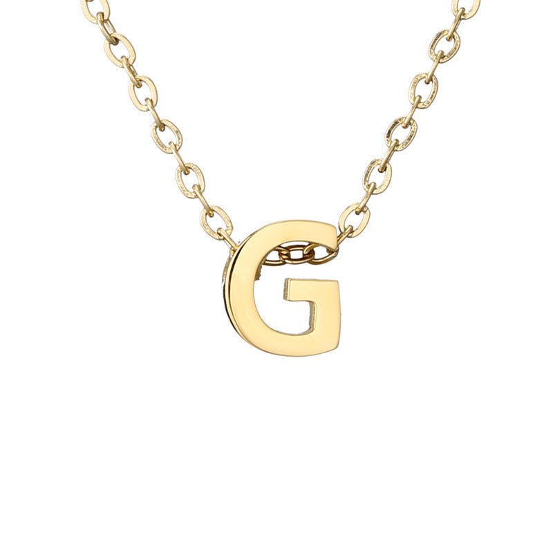 Mirror Polished Gold Pendant Initial Necklace - Rhyme - and - Chain