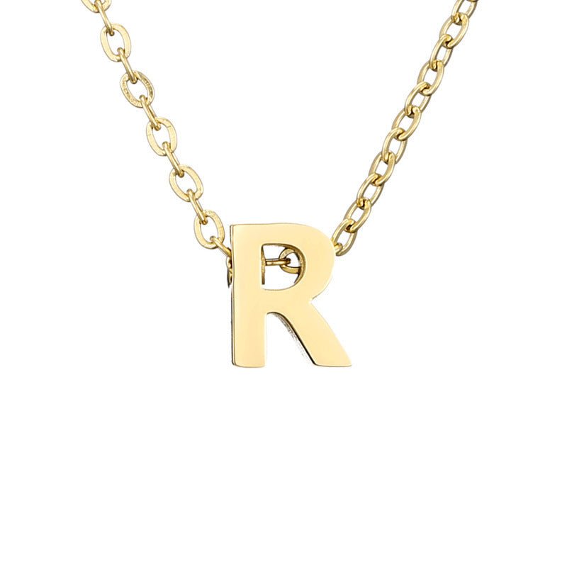 Mirror Polished Gold Pendant Initial Necklace - Rhyme - and - Chain