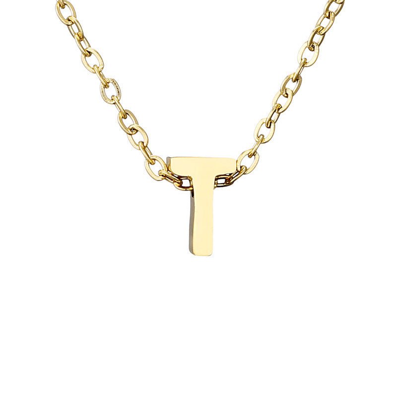 Mirror Polished Gold Pendant Initial Necklace - Rhyme - and - Chain