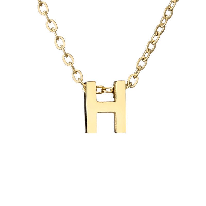 Mirror Polished Gold Pendant Initial Necklace - Rhyme - and - Chain