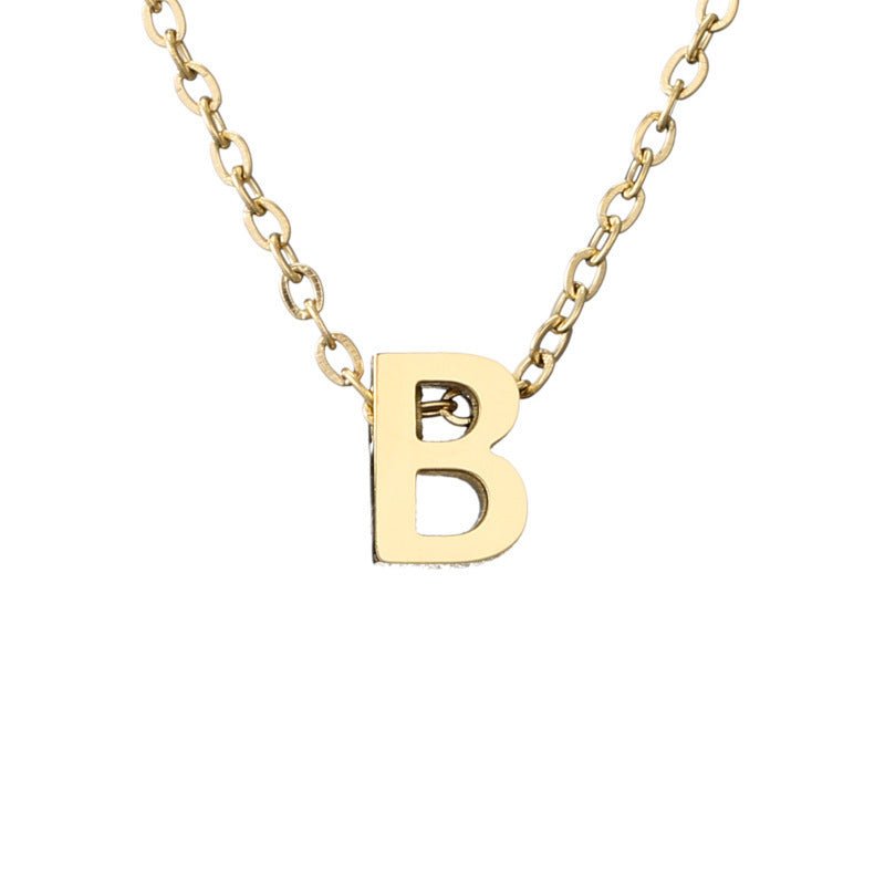 Mirror Polished Gold Pendant Initial Necklace - Rhyme - and - Chain