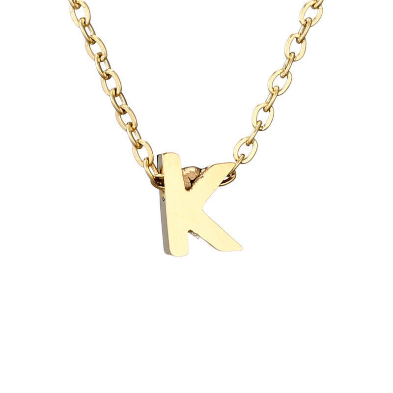 Mirror Polished Gold Pendant Initial Necklace - Rhyme - and - Chain