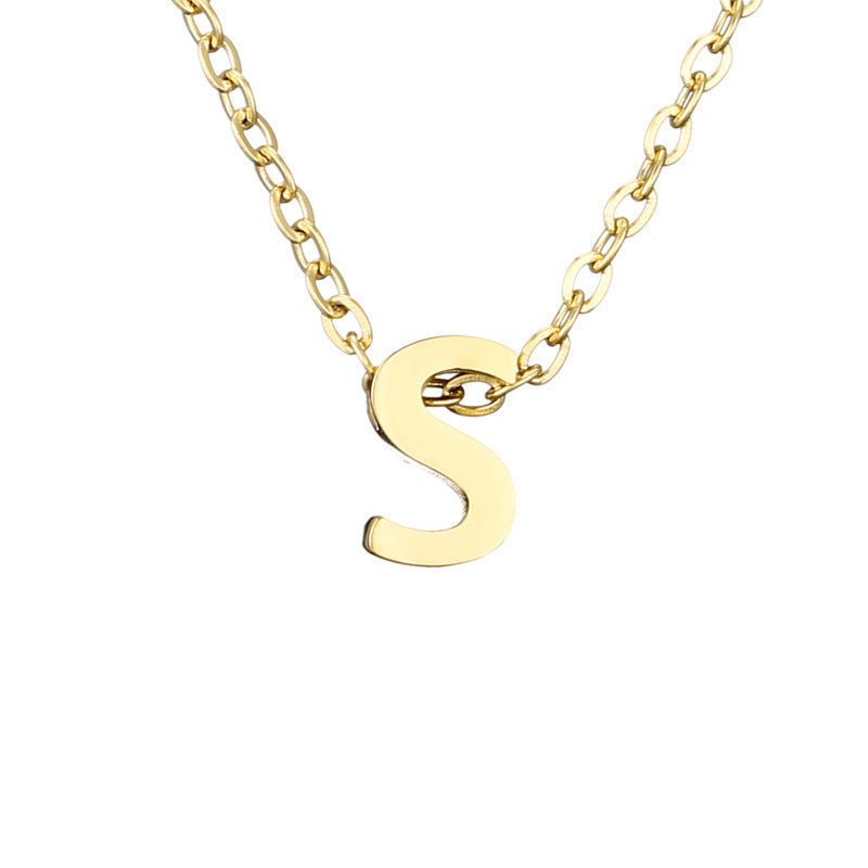 Mirror Polished Gold Pendant Initial Necklace - Rhyme - and - Chain