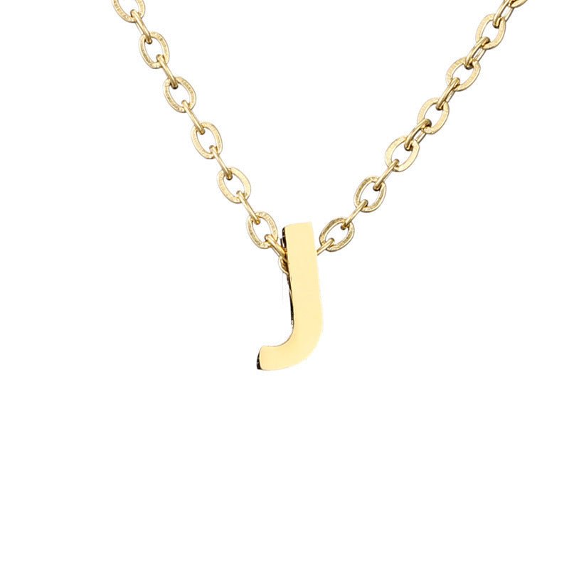 Mirror Polished Gold Pendant Initial Necklace - Rhyme - and - Chain