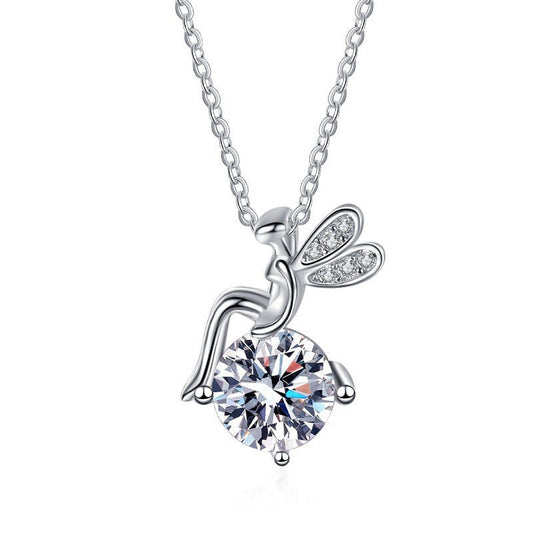 Moissanite 925 Sterling Silver FARCENT Necklace - Rhyme - and - Chain